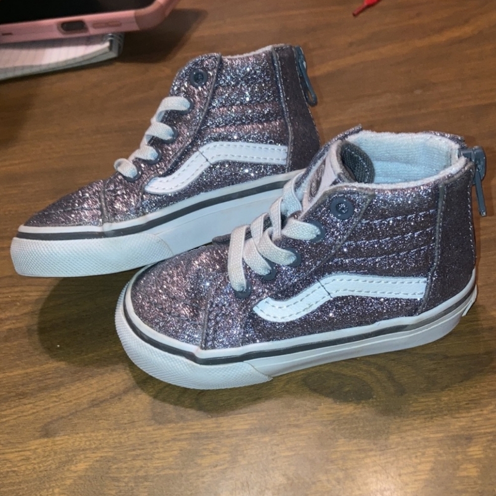 Grey Glittery Toddler Vans 4.5C